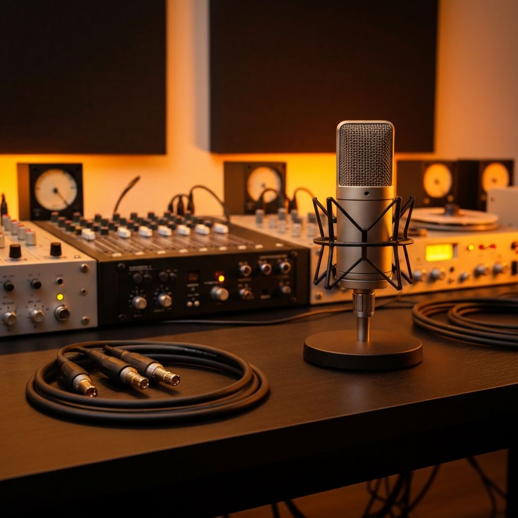 Professional studio condenser microphone and audio recording equipment
